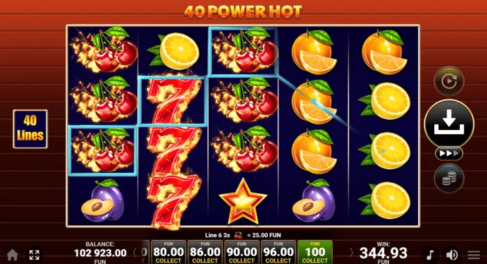 Ushindi wa mchezo wa msingi wa 40 Power Hot Coin Boost